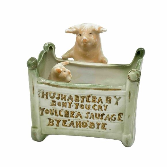 Antique Vintage German Pig Cradle Fairing Sausage Funny Novelty Figurine - Picture 1 of 10
